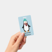Winter Penguin Name Tag personalisieren Ausweis (Handheld)