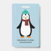 Winter Penguin Name Tag personalisieren Ausweis (Rückseite)