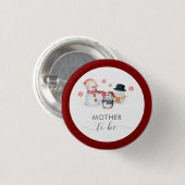 Winter Penguin Snowman Mother To Be Baby Shower Button (Vorne & Hinten)