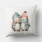Winter Penguin Wasserfarben-Kissen Kissen (Rückseite)