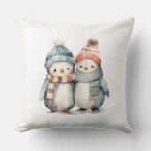 Winter Penguin Wasserfarben-Kissen Kissen (Vorderseite)