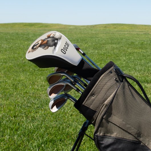 Winter Penguin with Snowman Design Golf Headcover (In SItu)