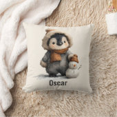 Winter Penguin with Snowman Design Kissen (Decke)