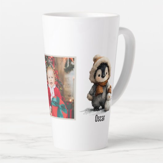 Winter Penguin with Snowman Design Milchtasse (Rechte Ecke)
