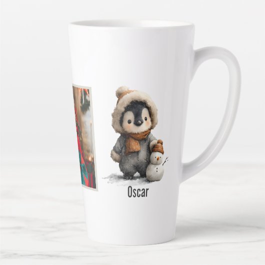 Winter Penguin with Snowman Design Milchtasse (Rechts)