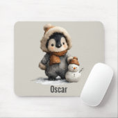 Winter Penguin with Snowman Design Mousepad (Mit Mouse)