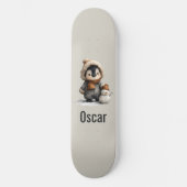 Winter Penguin with Snowman Design Skateboard (Vorderseite)