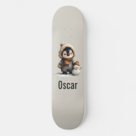 Winter Penguin with Snowman Design Skateboard