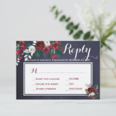 Winter Peonies Wedding Response Meal Choice UAWG RSVP Karte (Stehend Vorderseite)