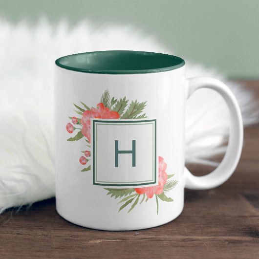 Winter Peony Monogram Zweifarbige Tasse