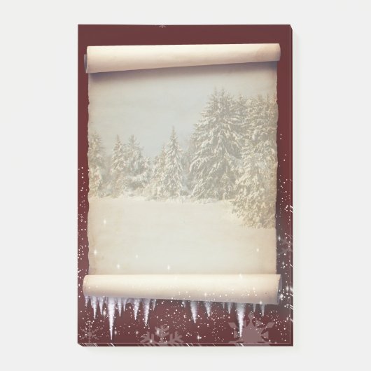 Winter-Pergamentillustration Post-it Klebezettel (Vorderseite)