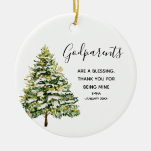 Winter Personalisierte Godeleltern Weihnachten Keramik Ornament