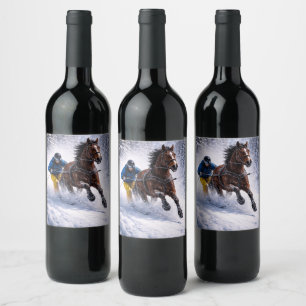 Winter-Pferd-Weinetiketten Essen Trinken Weinetikett