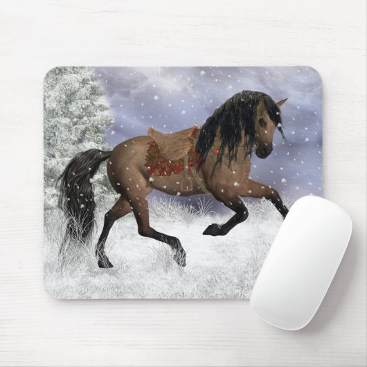 Winter-Pferdemausunterlage, Mäusematte - Mousepad (Mit Mouse)