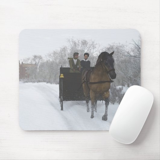 Winter-Pferdeschlitten-Fahrt Mousepad (Mit Mouse)