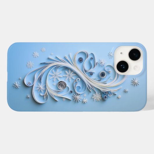 Winter Phone Case | Schneeflocken und Schleifen (Rückseite (Horizontal))