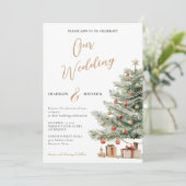 Winter Photo Wedding Holiday Invitation Einladung (Stehend Vorderseite)