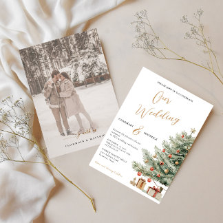Winter Photo Wedding Holiday Invitation Einladung