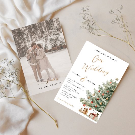 Winter Photo Wedding Holiday Invitation Einladung