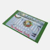 Winter-Picketzaun und Urlaubskreit Fußmatte (Schrägansicht)