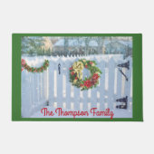 Winter-Picketzaun und Urlaubskreit Fußmatte (Vorderseite)