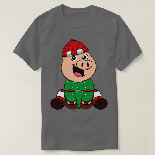 Winter Piglet Christmas Bauer Pizza 1 T-Shirt (Design vorne)