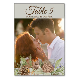 Winter Pine Beige Hochzeit Tischnummer