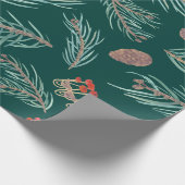 Winter Pine & Berries Botanisches Muster Geschenkpapier (Ecke)