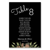 Winter Pine Black Tischnummer Card mit Namen (Rückseite)