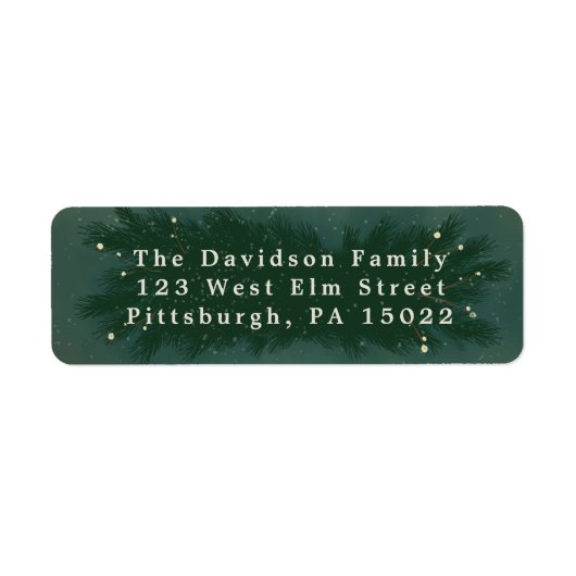Winter Pine Bough Dark Green Rücksendeadressen-Auf (Vorne)