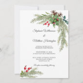 Winter Pine Branches mit Berries Wedding Einladung (Vorderseite)