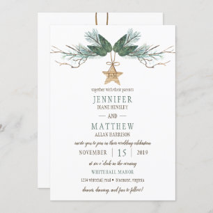 Winter Pine Branches Pine Cones Star Hochzeit Einladung