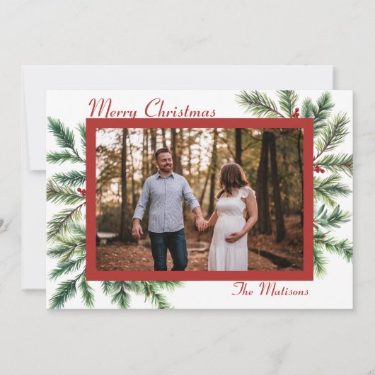 Winter Pine Christmas Card Feiertagskarte (Vorderseite)