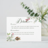 Winter Pine Cone Berries Moderne Details Hochzeit Begleitkarte (Stehend Vorderseite)