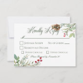 Winter Pine Cone Berries Moderne Hochzeit RSVP Karte (Vorderseite)