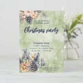 Winter Pine cone Blumenkonzern Weihnachts Party Einladung (Stehend Vorderseite)