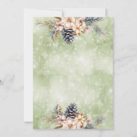 Winter Pine cone Blumenkonzern Weihnachts Party Einladung (Rückseite)