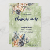 Winter Pine cone Blumenkonzern Weihnachts Party Einladung (Vorne/Hinten)