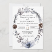 Winter Pine Cone Blumenreath Boho Wedding Invita Einladung (Vorderseite)