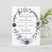 Winter Pine Cone Blumenreath Boho Wedding Invita Einladung (Stehend Vorderseite)