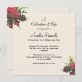 Winter Pine Cone Celebration of Life Card Save The Date (Vorne/Hinten)