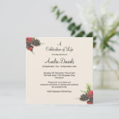 Winter Pine Cone Celebration of Life Card Save The Date (Stehend Vorderseite)