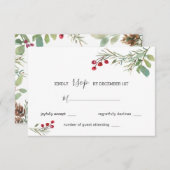 Winter Pine Cones Berry Wedding RSVP (Vorne/Hinten)