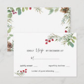 Winter Pine Cones Berry Wedding RSVP Karte (Vorne/Hinten)