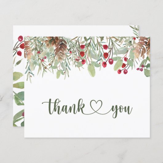 Winter Pine Cones Dankeschön Karte (Vorne/Hinten)