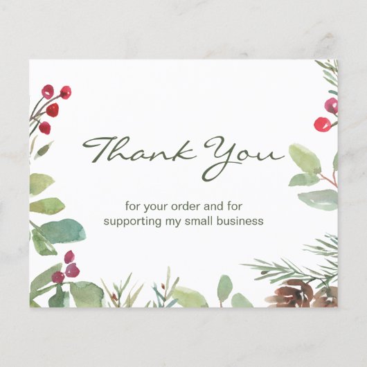 Winter Pine Cones Dankeschön Karte (Rückseite)