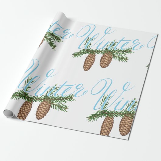 Winter Pine Cones Geschenkpapier (Ungerollt)