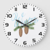 Winter Pine Cones Große Wanduhr (Vorderseite)