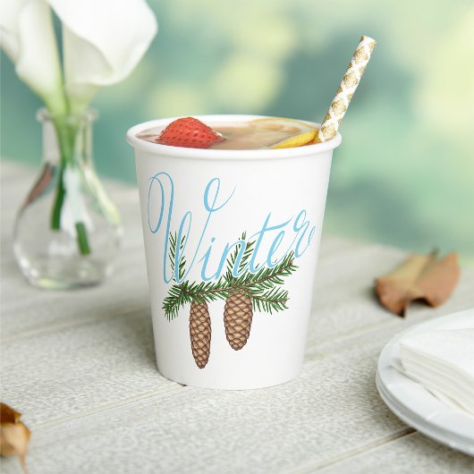 Winter Pine Cones Pappbecher