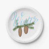 Winter Pine Cones Pappteller (Vorderseite)